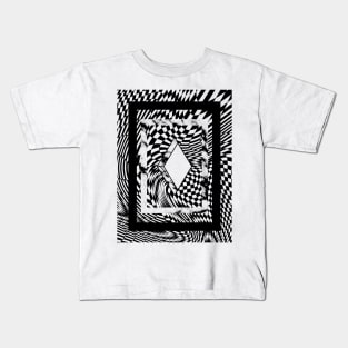 Warped Checkerboard on White Kids T-Shirt